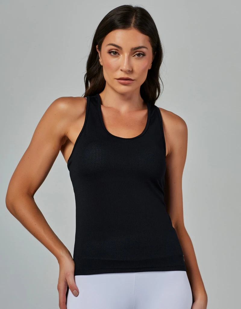 Vestem - Basic Black Mesh Tank Shirt - REG15.ESS.C0002