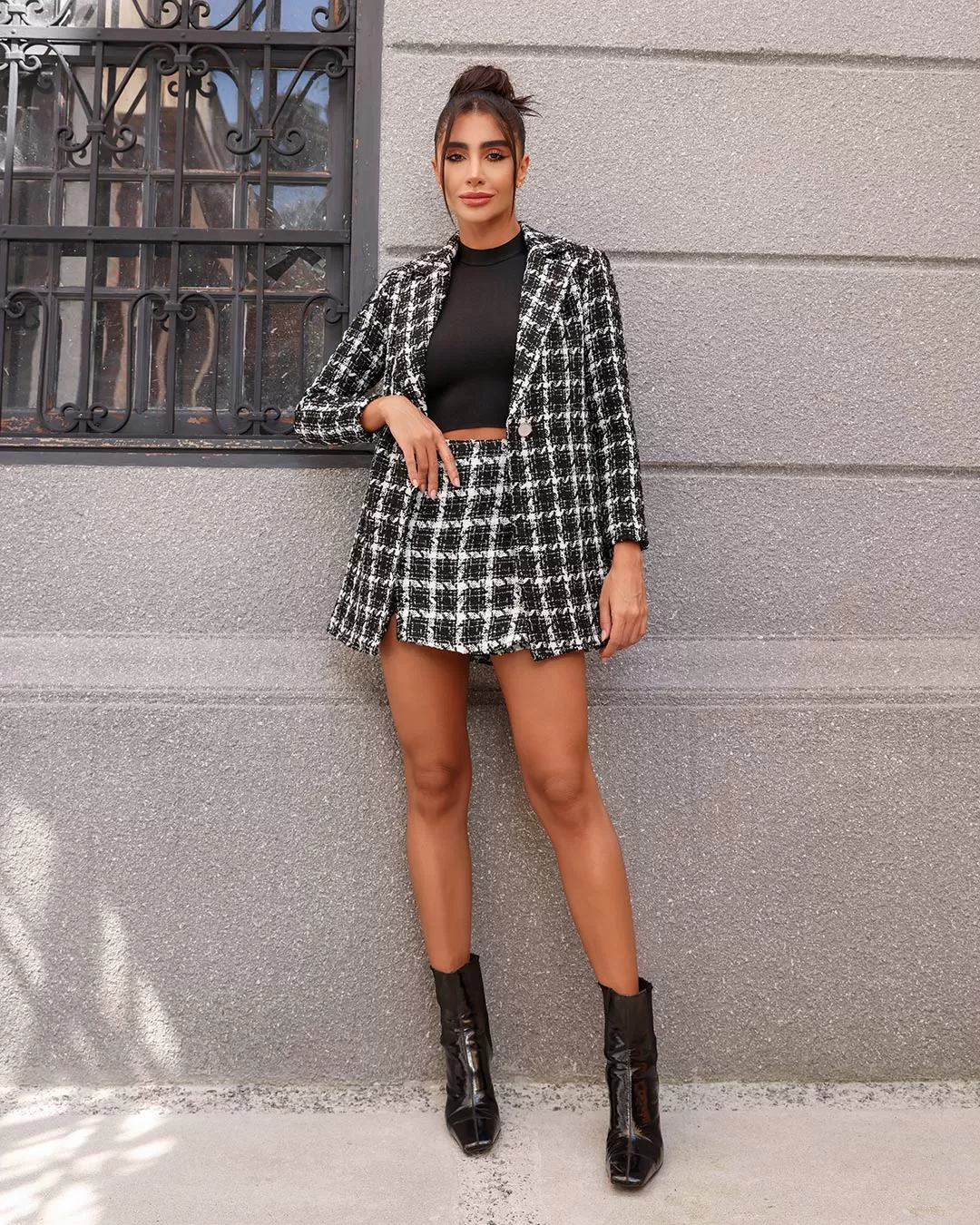 Dot Clothing - Black Dot Clothing Tweed Shorts - 1903PRETO