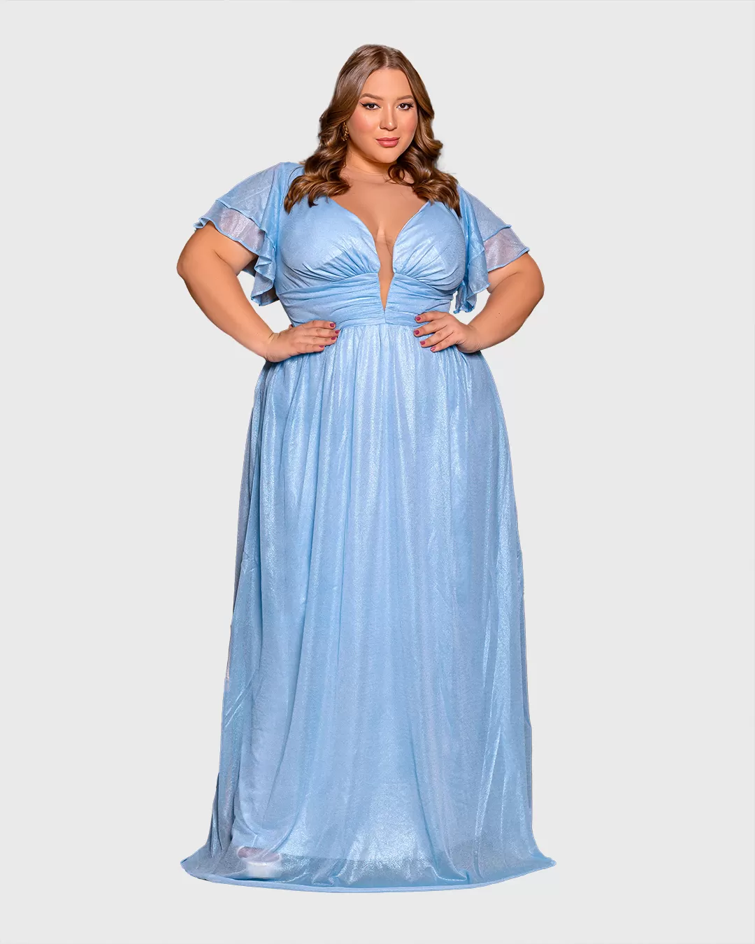 Cappuccino - Vestido Cappuccino Longo Decote Azul - 8J177PSAZUL