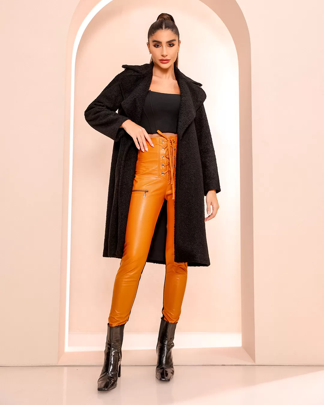 Dot Clothing - Casaco Dot Clothing Longo Preto - 1926PRETO