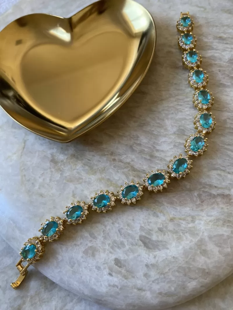 Mikabe - Pulseira Riviera Aquamarine Ouro - MK1592