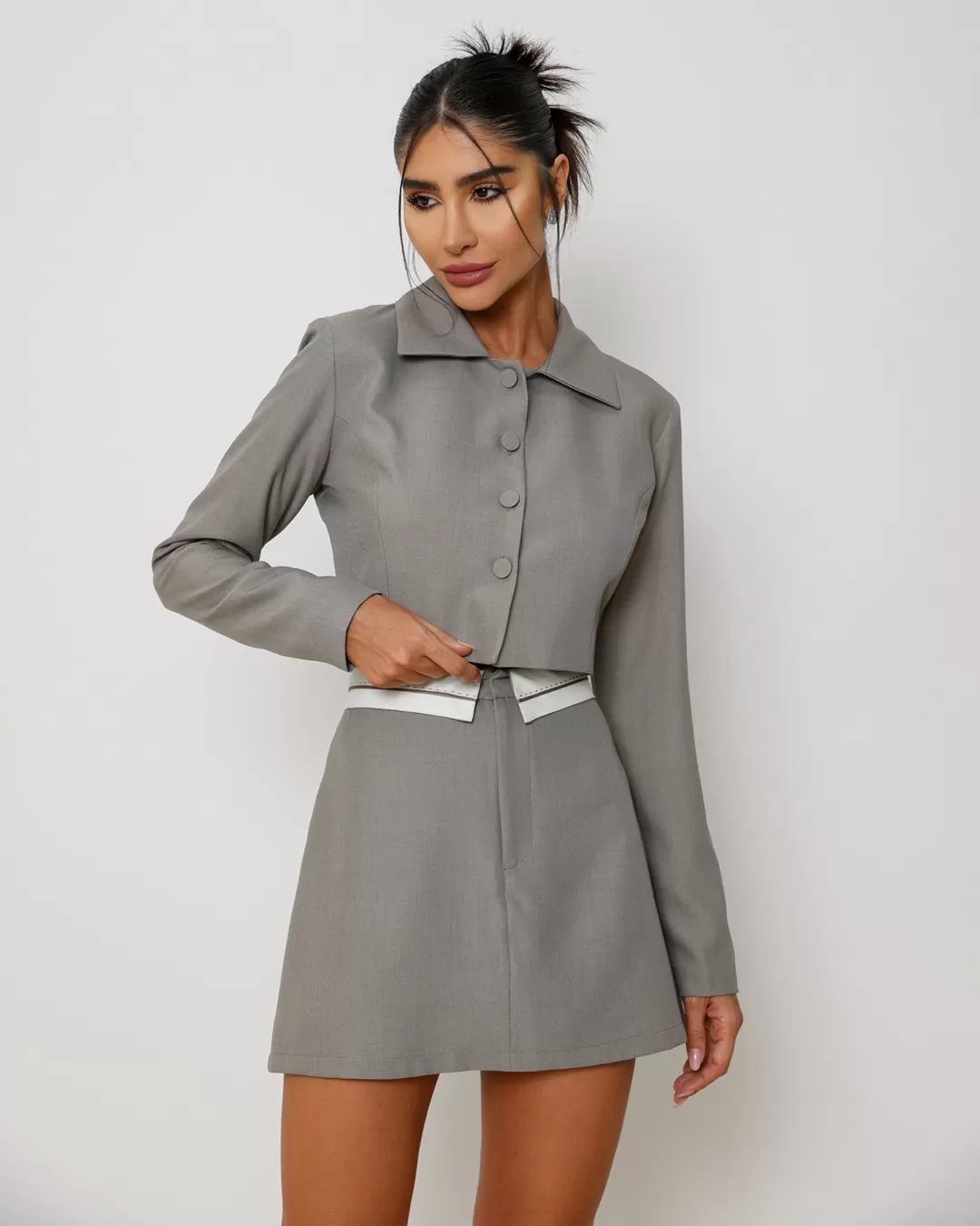 Dot Clothing - Conjunto Dot Clothing Saia Alfaiataria Fendi - 2012MARROM