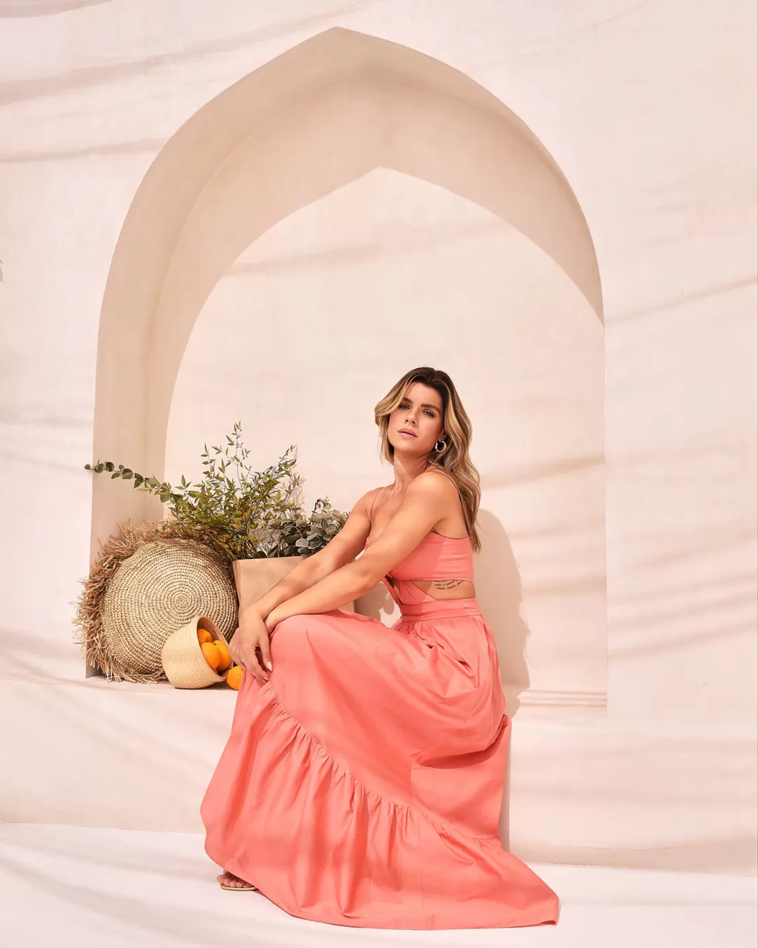 Dot Clothing - Vestido Dot Clothing Longo Transpasse Salmão - 1873SALM