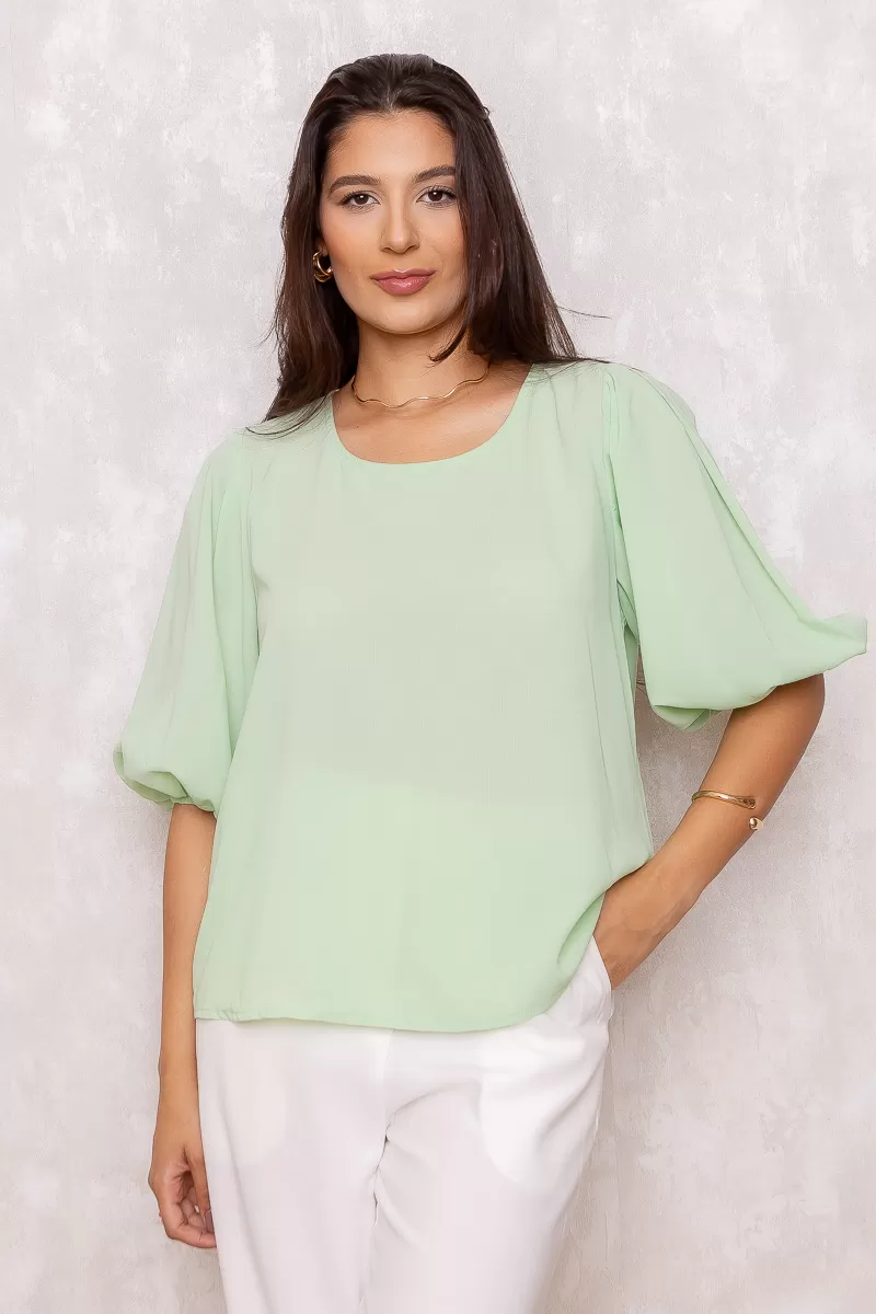 Innocence - Blusa Innocence Crepe Verde - 10698VERDE