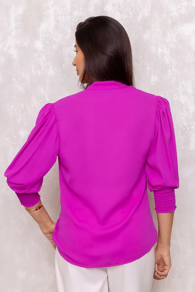 Dot Clothing - Dot shirt priest collar long sleeve Lastex Purple - 0972NFUCSIA