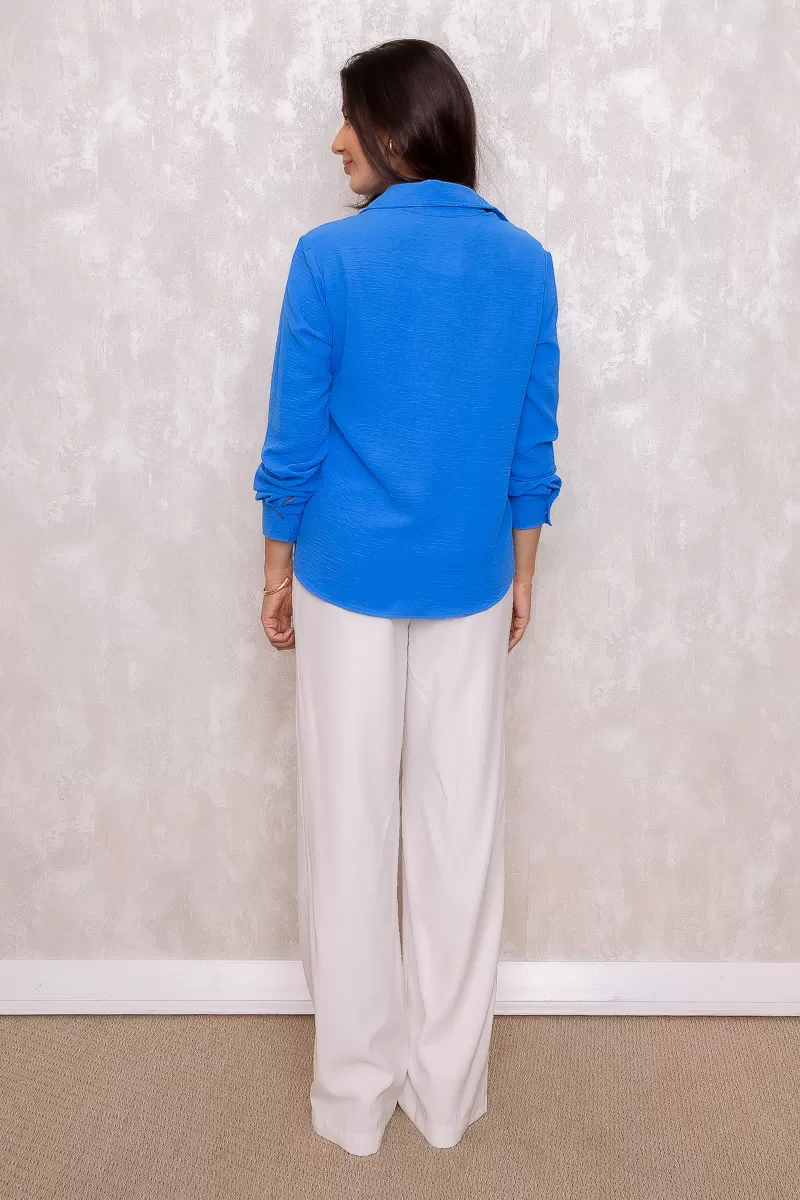 Dot Clothing - Camisa Dot Clothing Manga Longa Azul - 1693AZUL
