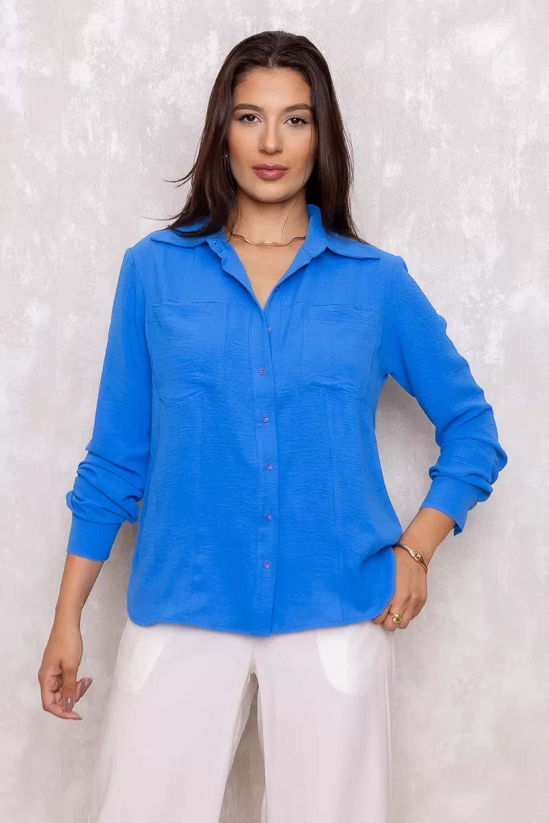 Dot Clothing - Camisa Dot Clothing Manga Longa Azul - 1693AZUL