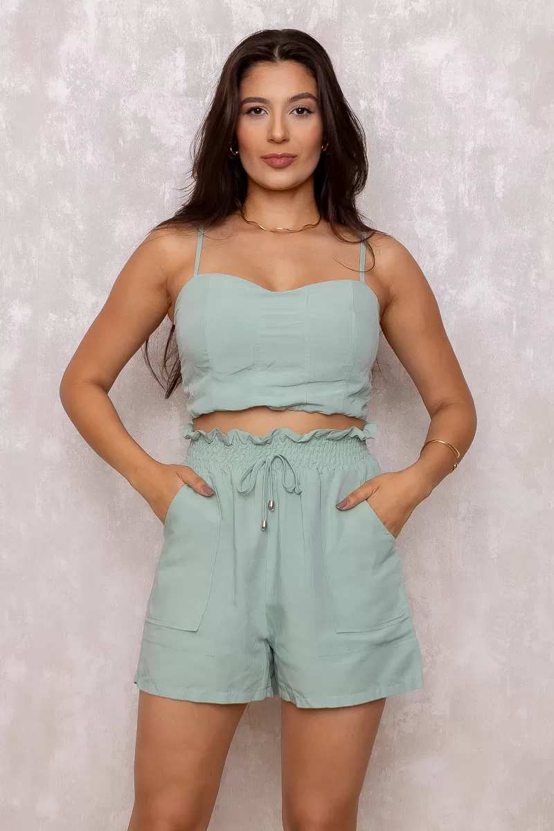 Dot Clothing - Conjunto Dot Clothing Shorts e Cropped Alça Fina Verde - 1380VERDE