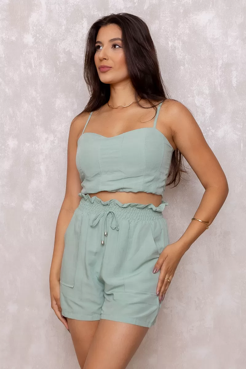 Dot Clothing - Set Dot Clothing Shorts and Cropped Thin Strap Green - 1380VERDE