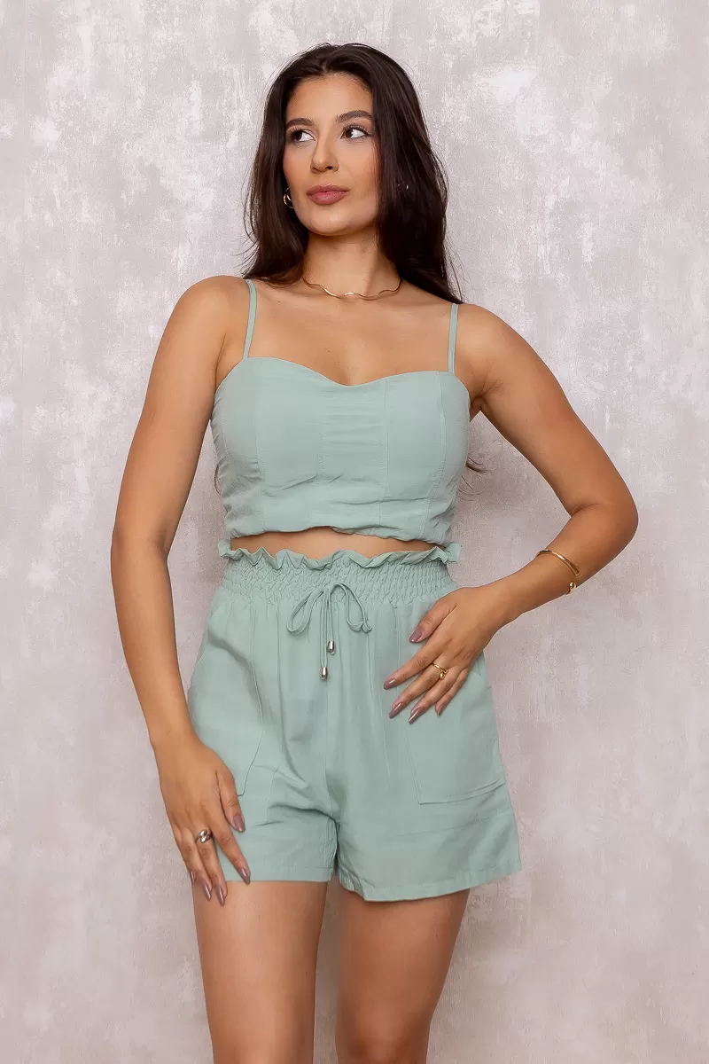 Dot Clothing - Set Dot Clothing Shorts and Cropped Thin Strap Green - 1380VERDE