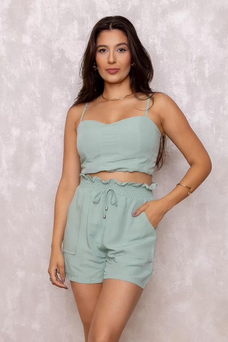 Dot Clothing - Set Dot Clothing Shorts and Cropped Thin Strap Green - 1380VERDE