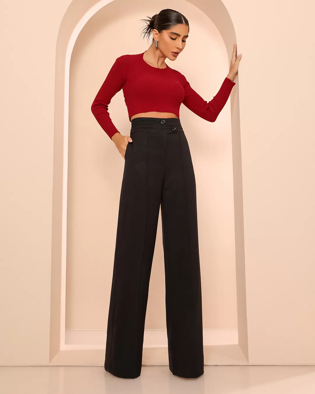 Dot Clothing - Shirt Cropped Dot Clothing Long Sleeve Bordo - T176BORDO