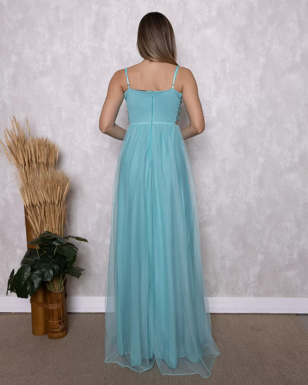 Dot Clothing - Vestido Dot Clothing Longo Vazado Lateral Azul - 1697AZUL