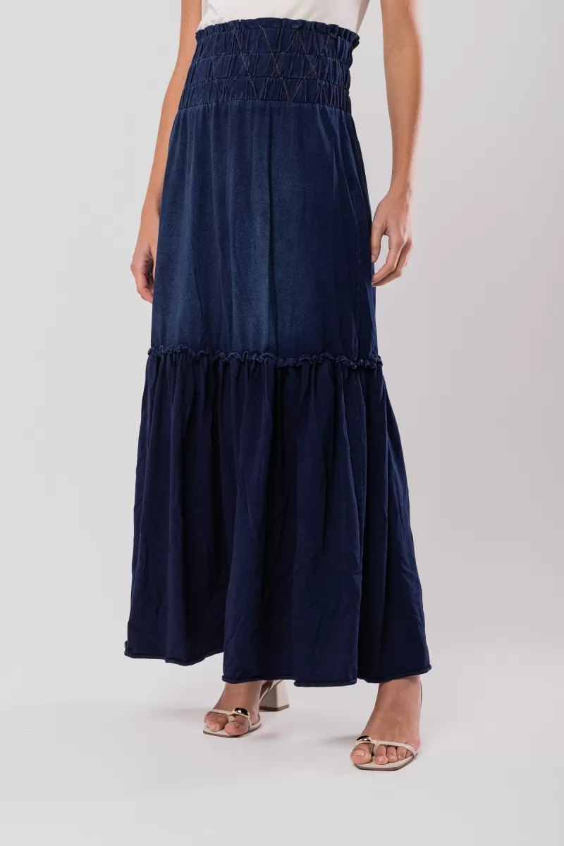 Hidrogênio - LONG SKIRT WITH FROWN WAIST - 18592042