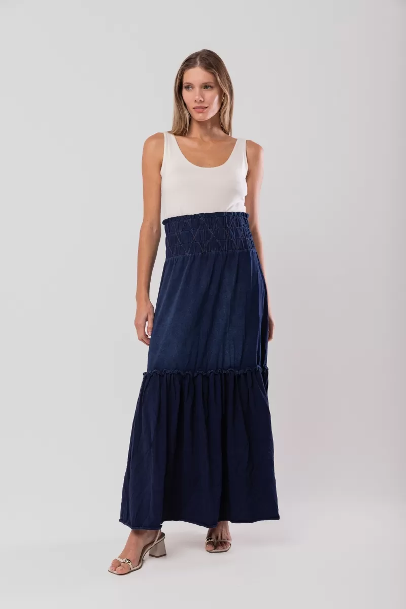 Hidrogênio - LONG SKIRT WITH FROWN WAIST - 18592042