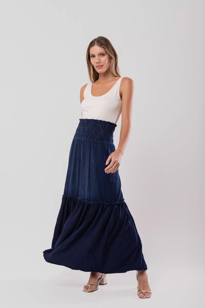 Hidrogênio - LONG SKIRT WITH FROWN WAIST - 18592042