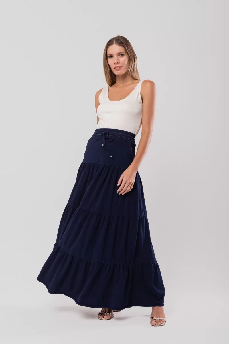 Hidrogênio - TRES MARIAS LONG SKIRT WITH CHANNELS AND ROLLER - 18599042
