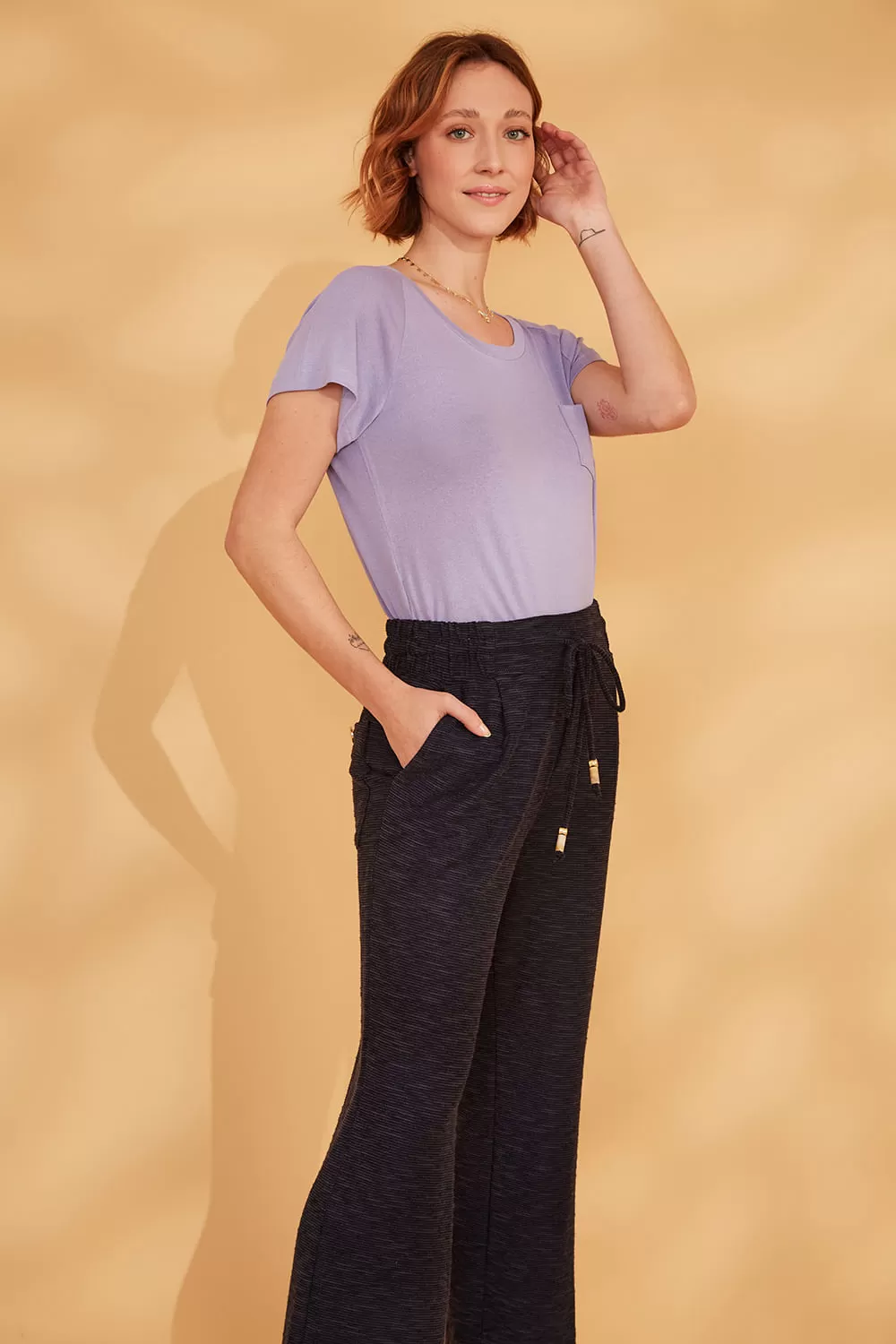 Hidrogênio - CALÇA PANTALONA COM CÓS DE ELÁSTICO RAICA MARINHO - 19142004