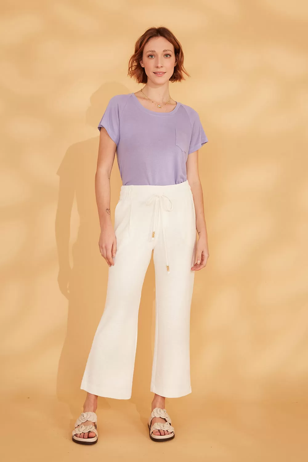 Hidrogênio - CALÇA PANTALONA COM CÓS DE ELÁSTICO RAICA OFF WHITE - 19142018