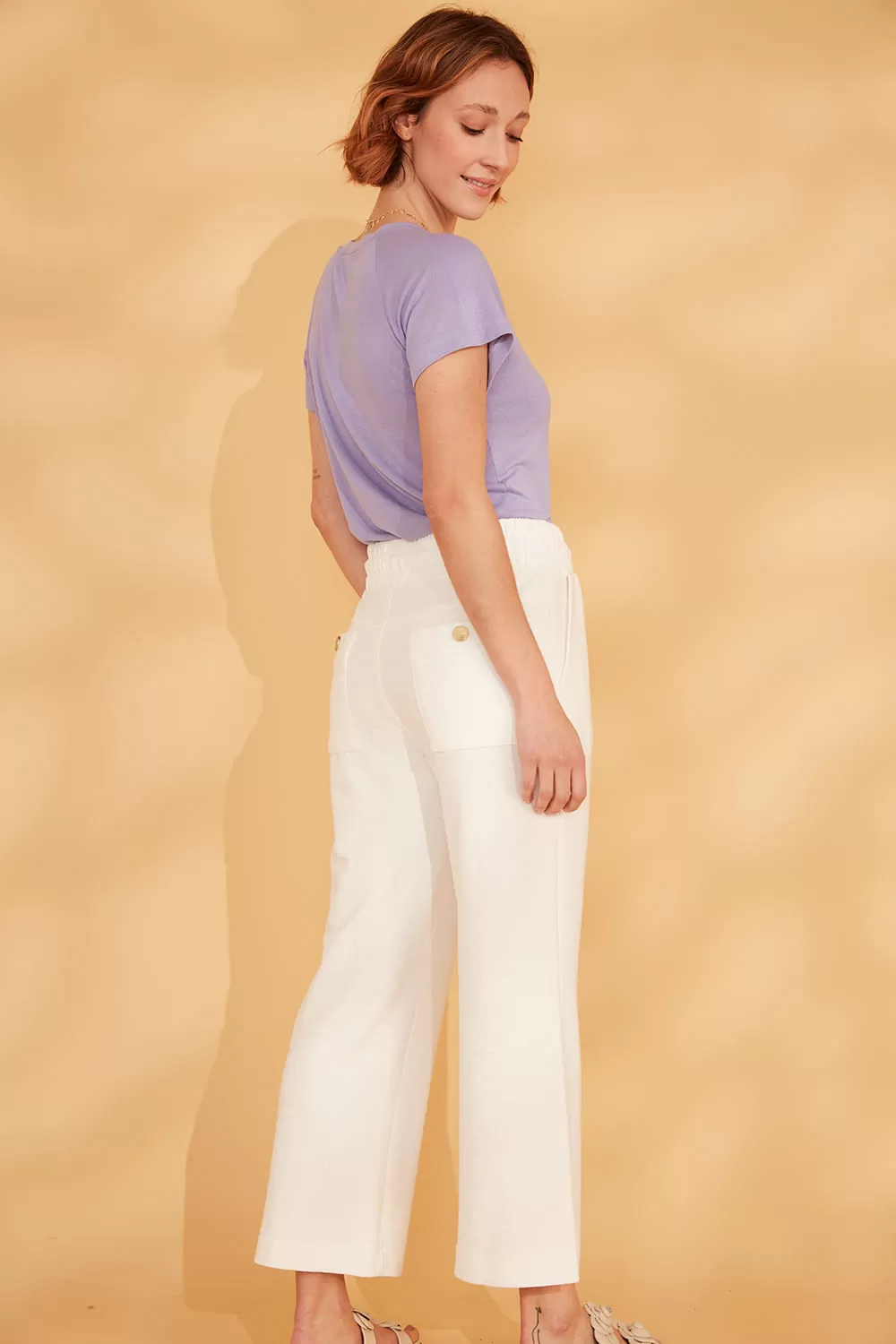 Hidrogênio - CALÇA PANTALONA COM CÓS DE ELÁSTICO RAICA OFF WHITE - 19142018