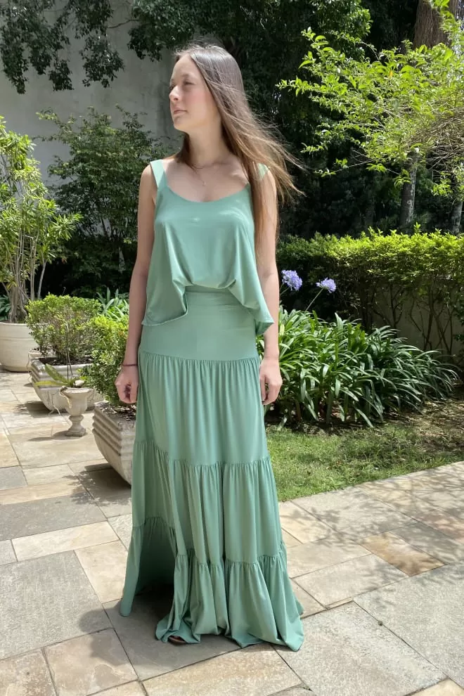 Hidrogênio - SAIA LONGA 3 MARIAS FLUITY VERDE ÁGUA - 18925157