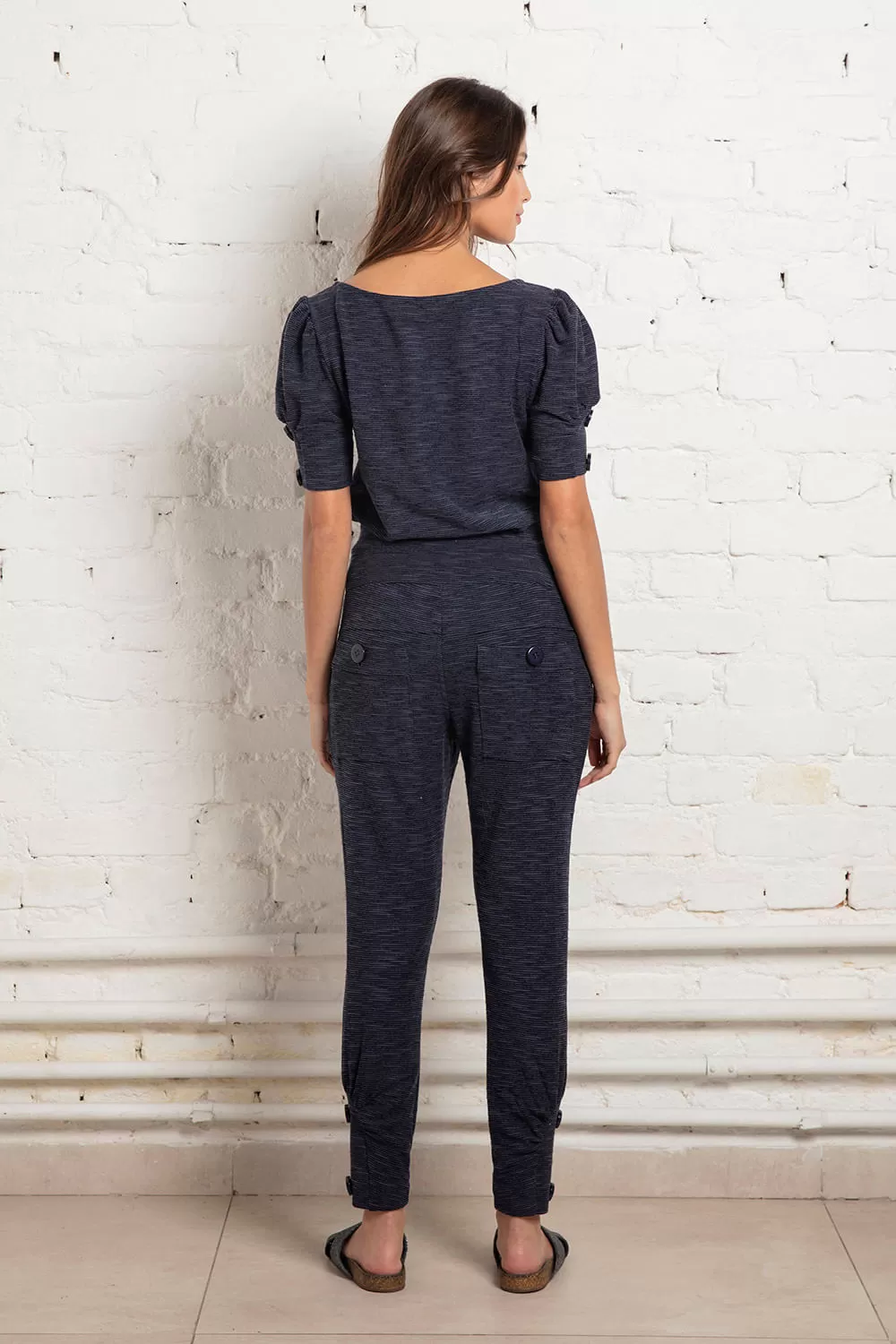 Hidrogênio - NAVY BLOUSE WITH BUTTONS ON THE SLEEVE - 18865004