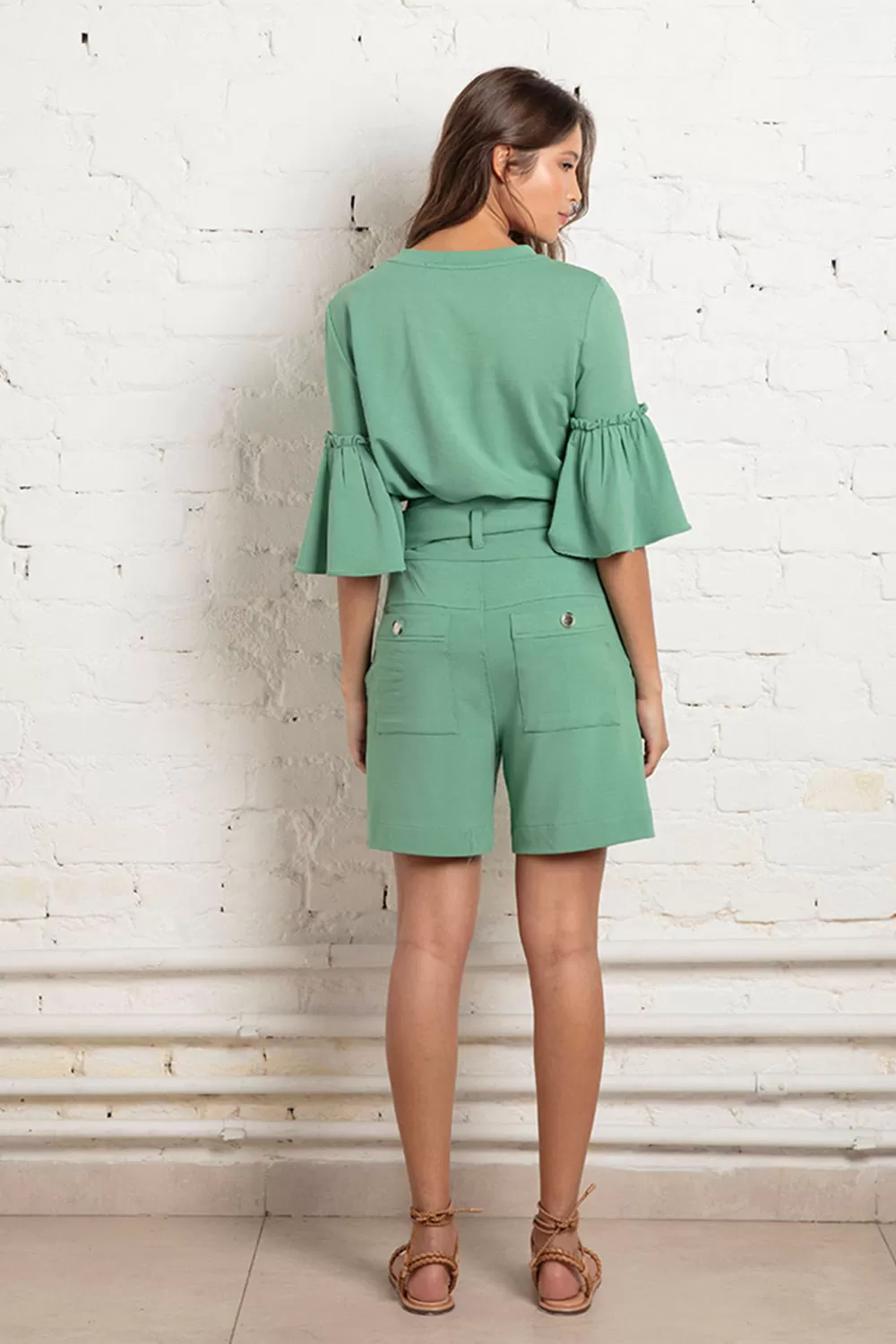 Hidrogênio - BERMUDA ALFAIATARIA COM FAIXA E BOTÕES MATCHA - 18837403