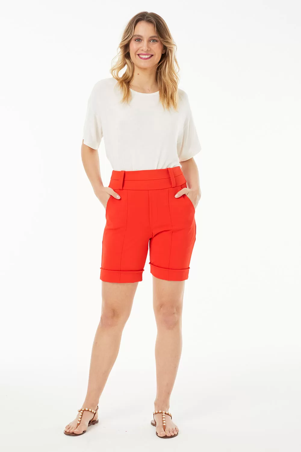 Hidrogênio - TAILORED BERMUDA WITH POCKETS AND CORAL LAPEL - 19219050