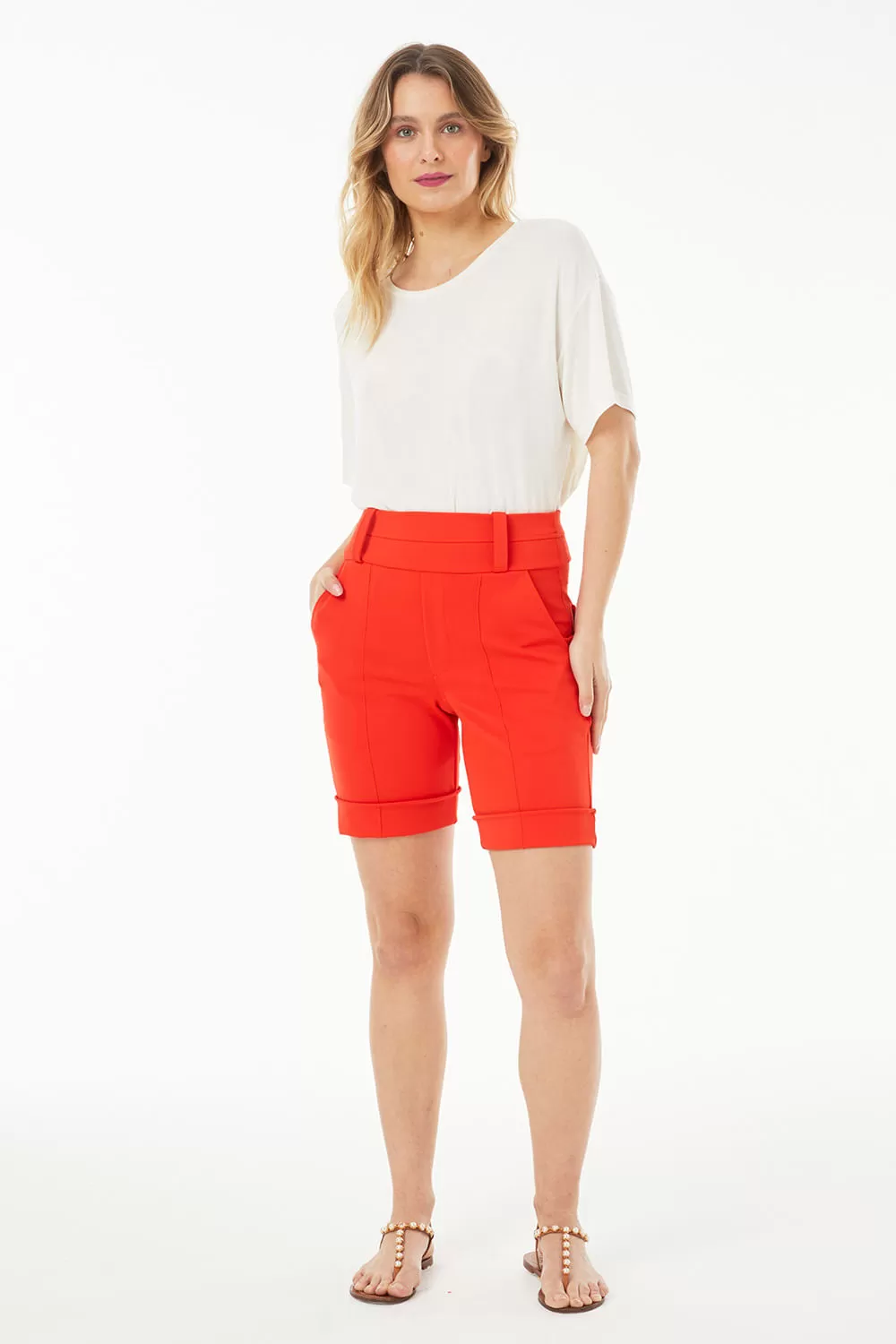 Hidrogênio - TAILORED BERMUDA WITH POCKETS AND CORAL LAPEL - 19219050