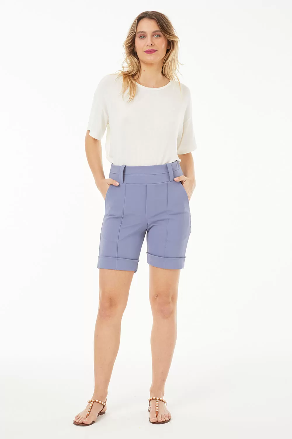 Hidrogênio - TAILORED BERMUDA WITH POCKETS AND BLUE LAPEL - 19219015