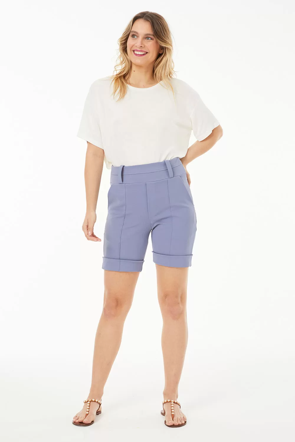 Hidrogênio - TAILORED BERMUDA WITH POCKETS AND BLUE LAPEL - 19219015