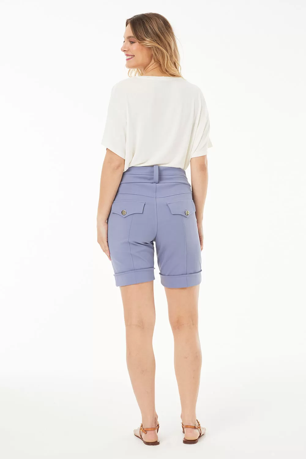 Hidrogênio - TAILORED BERMUDA WITH POCKETS AND BLUE LAPEL - 19219015