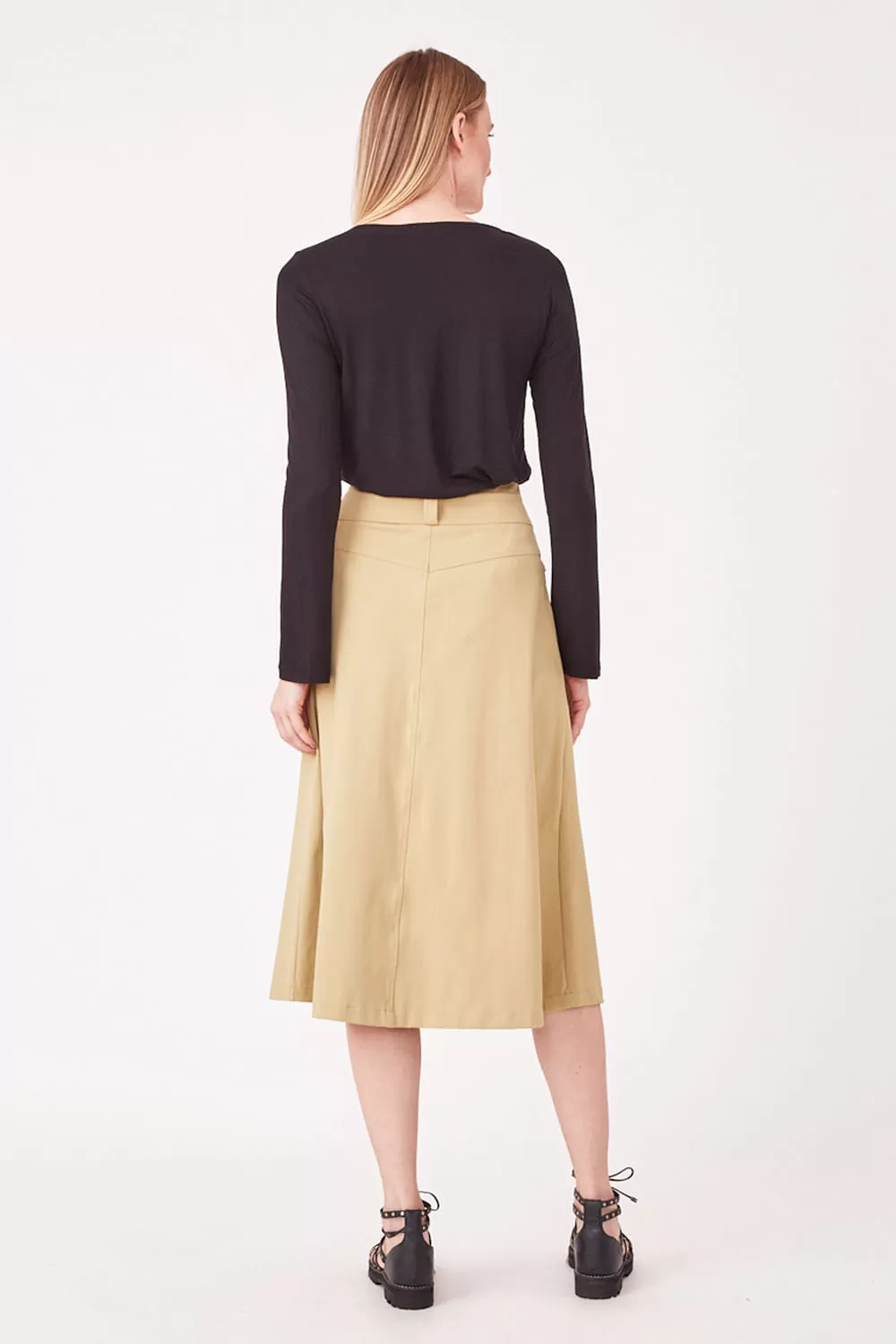 Hidrogênio - SAIA MIDI C/ BOLSOS FRONTAL VERDE CANA - 19614479