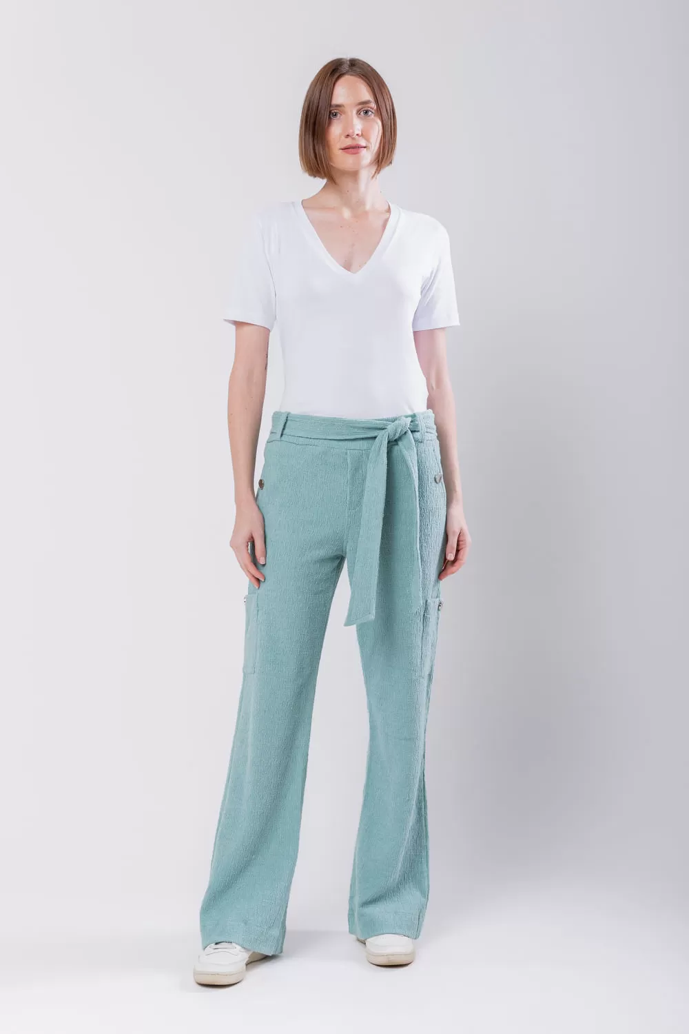 Hidrogênio - CALÇA CAMELIA PANTALONA COM BOLSO LATERAIS VERDE ÁGUA - 19039157