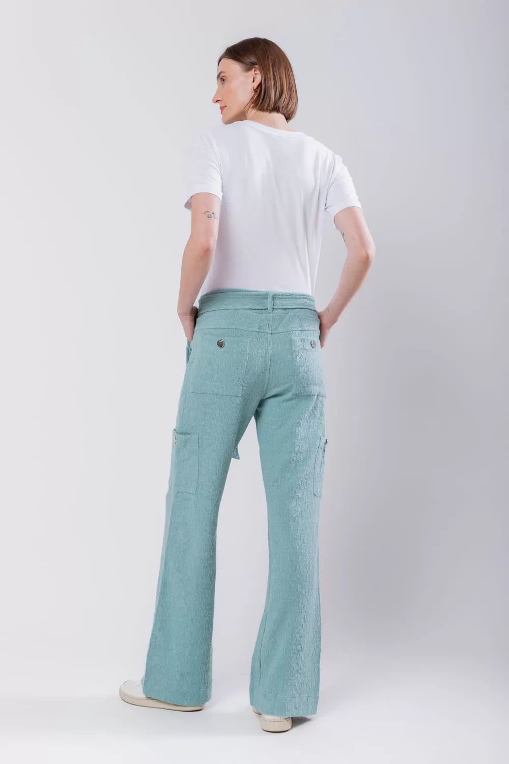 Hidrogênio - CALÇA CAMELIA PANTALONA COM BOLSO LATERAIS VERDE ÁGUA - 19039157