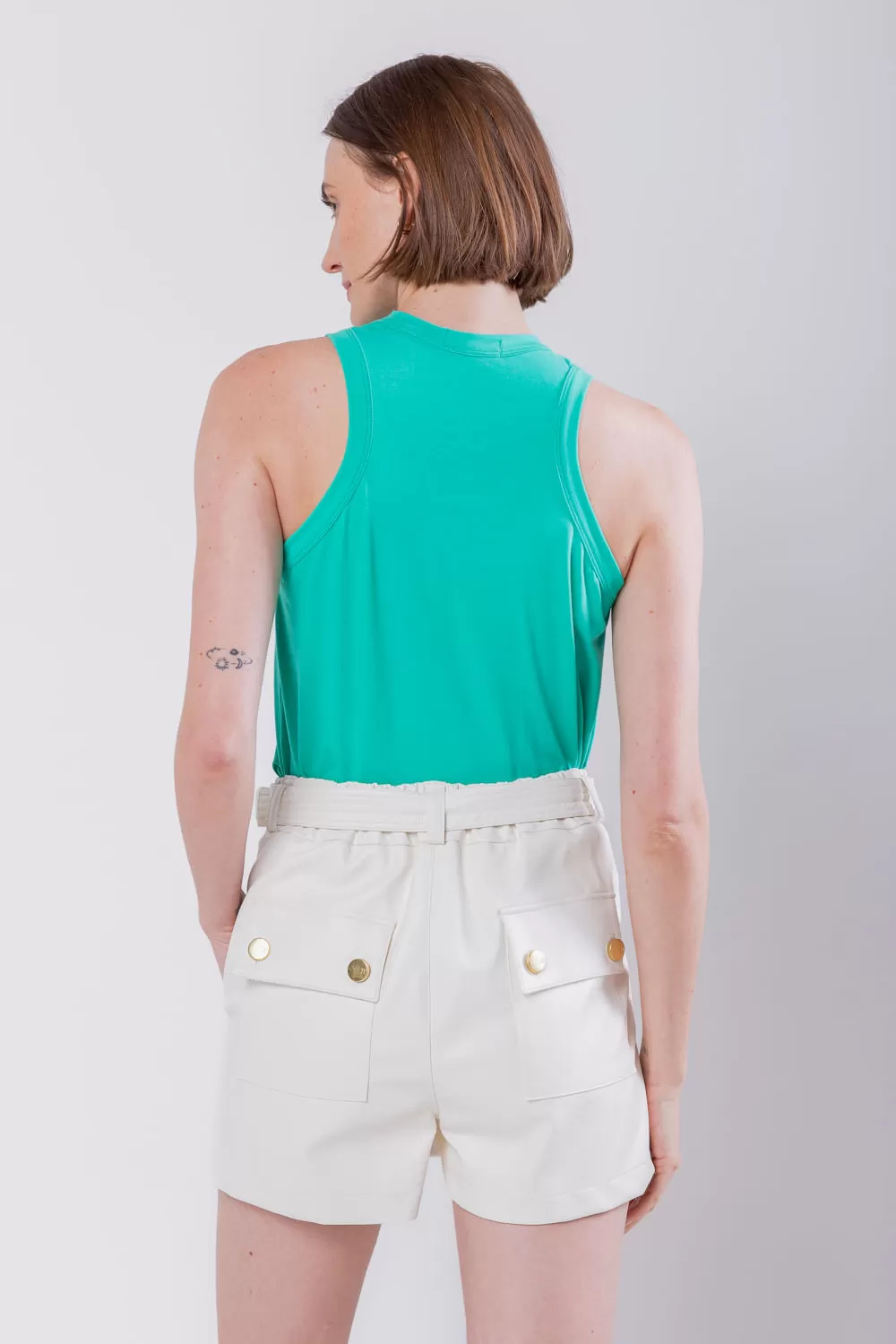 Hidrogênio - SHORTS SKIRT WITH BELT OFF WHITE - 19722018