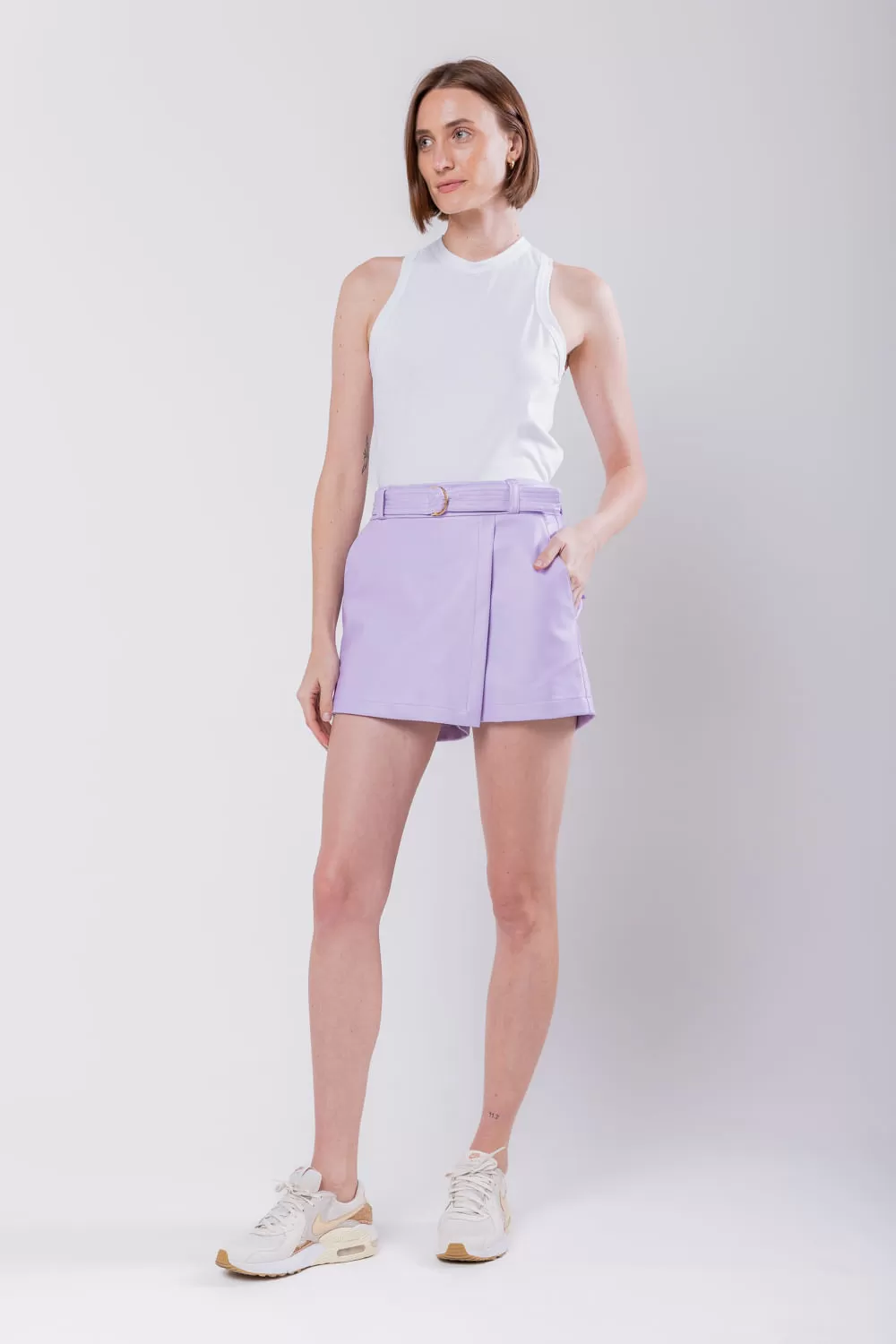 Hidrogênio - SHORTS SKIRT WITH LIQUE BELT - 19722027