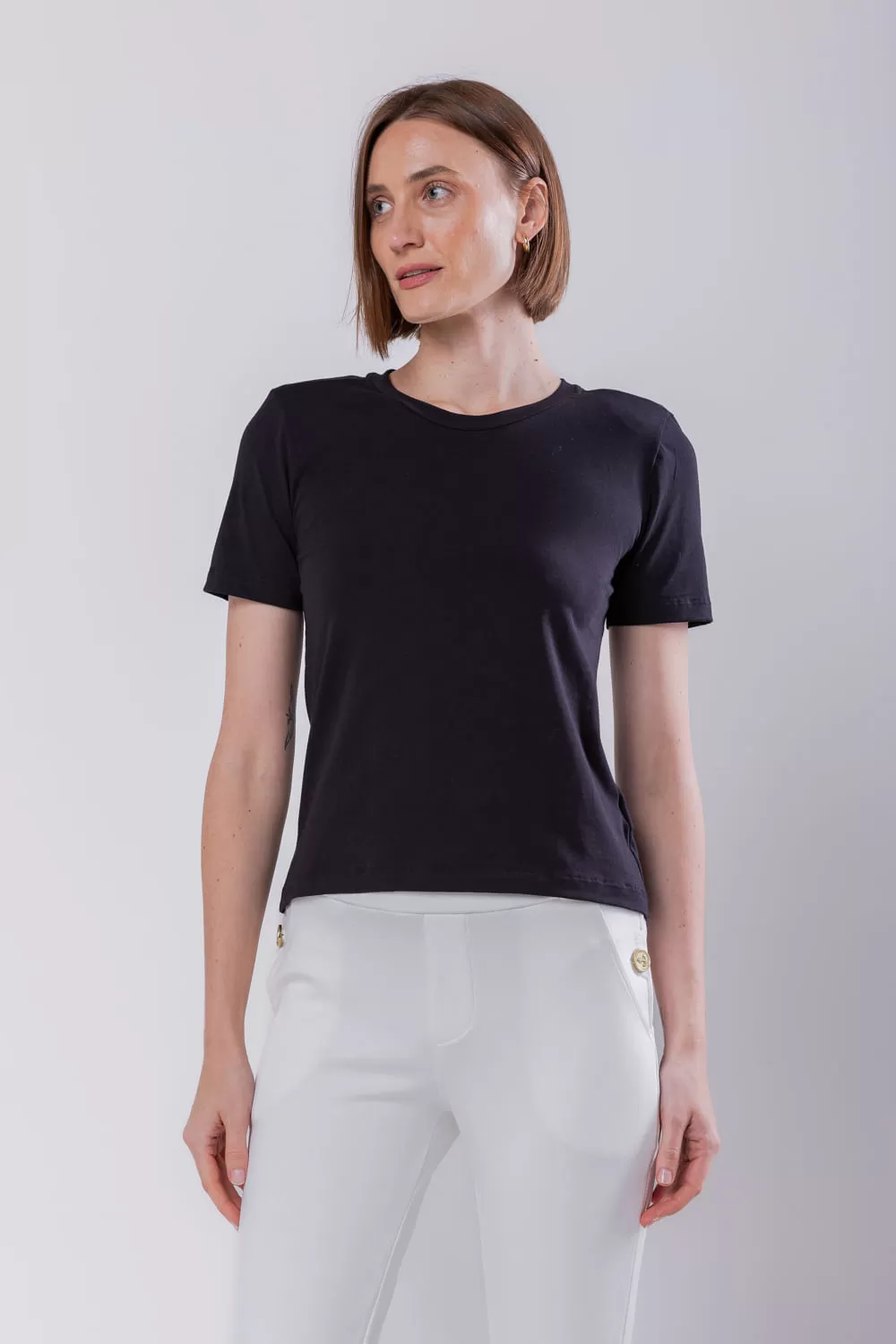 Hidrogênio - BLUSA COM OMBREIRA PRETO - 19735001
