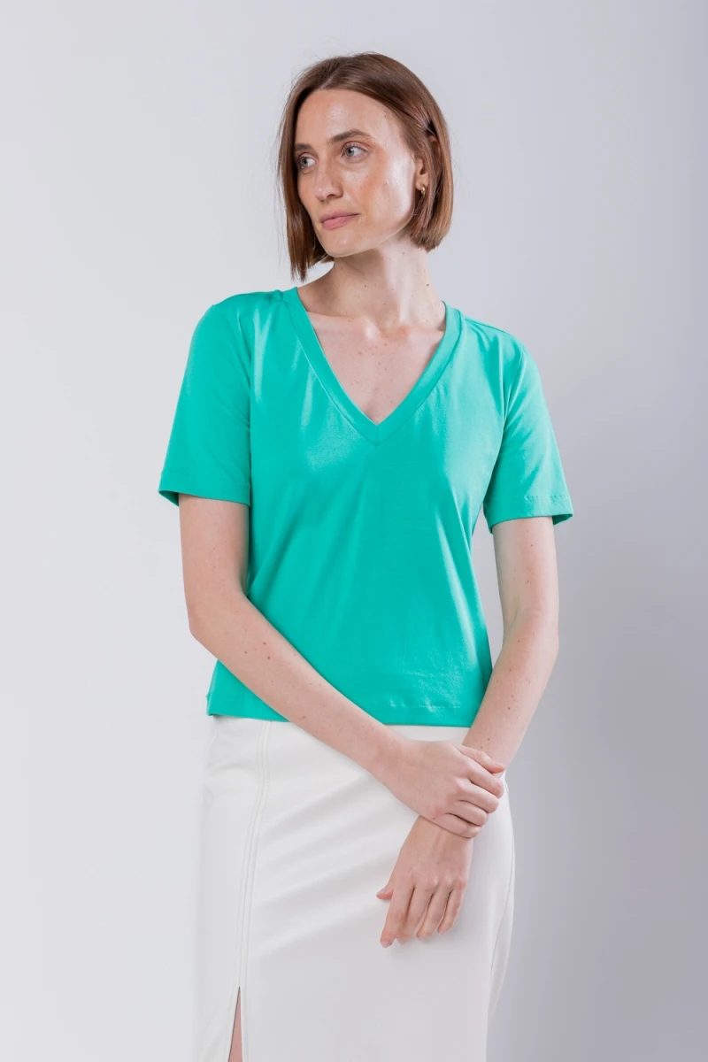 Hidrogênio - BLUSA BÁSICA DE MALHA VERDE - 19734009