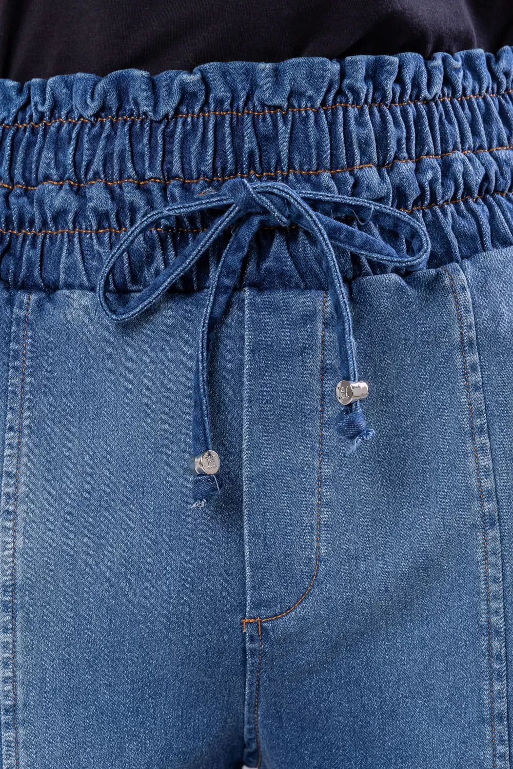 Hidrogênio - DENIM MESH BERMUDA WITH ELASTIC JEANS WAIST - 19611042