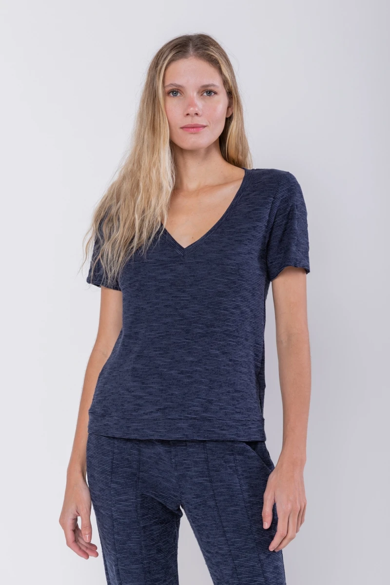 Hidrogênio - BASIC V-NECK BLOUSE NAVY - 19758004