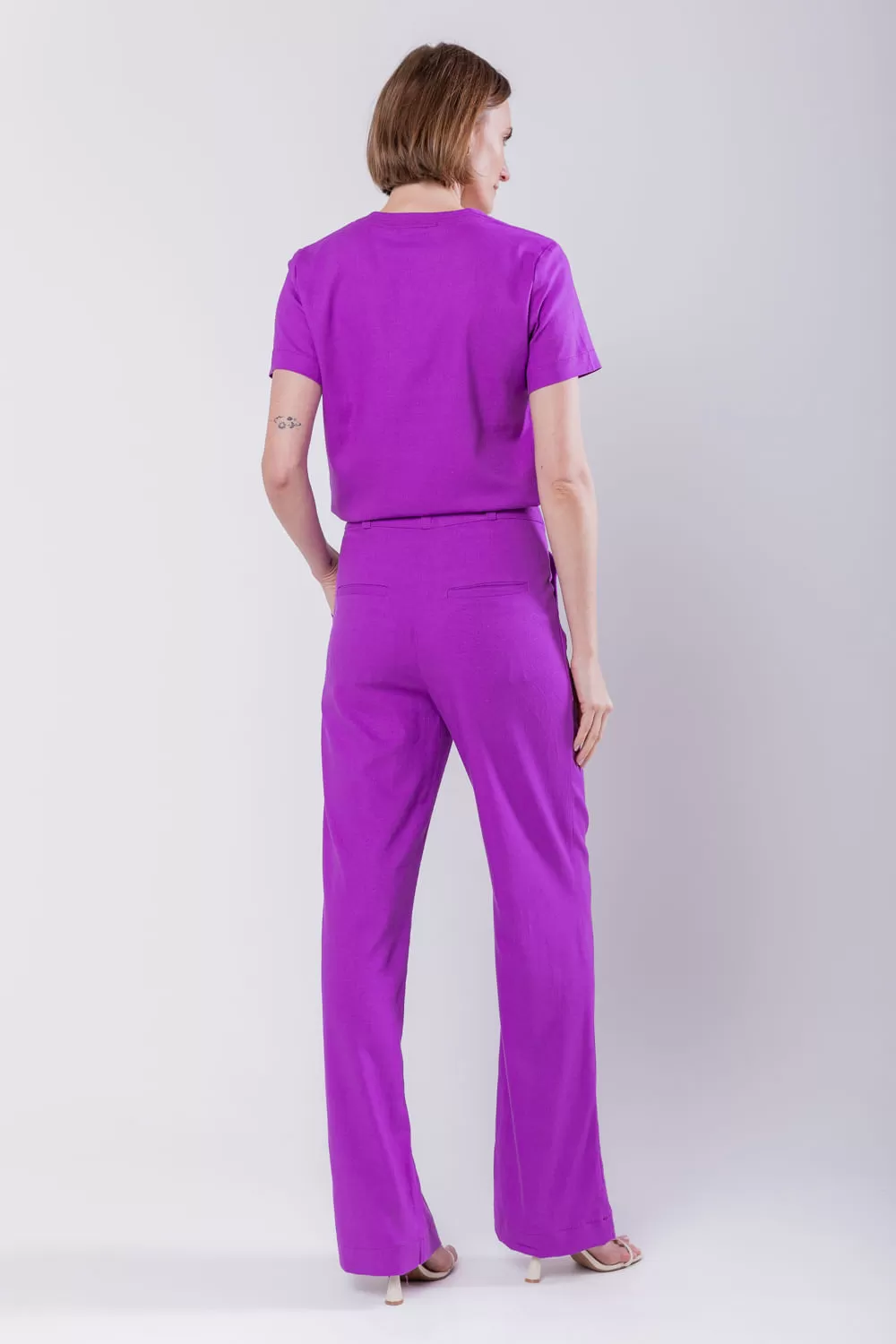 Hidrogênio - CALÇA RETA DE LINHO MISTO MARIA ANTONIA BEAUTYBERRY - 19716501
