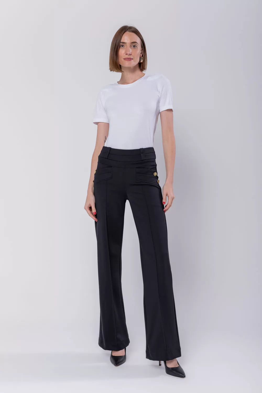 Hidrogênio - MALVINA STRAIGHT PANTS BLACK - 19775001