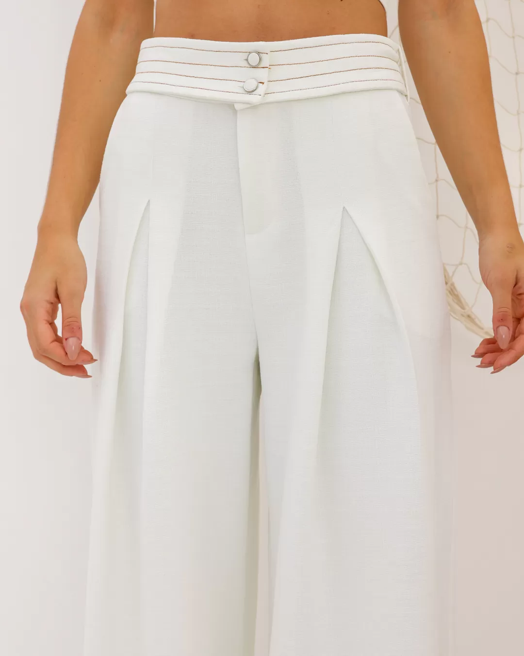 Dot Clothing - Calça Dot Clothing Linho com Cinto Offwhite - 2081OFF