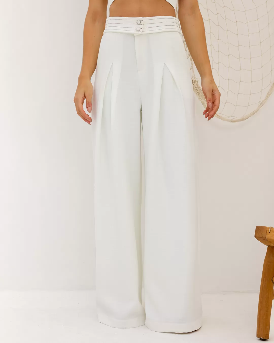 Dot Clothing - Calça Dot Clothing Linho com Cinto Offwhite - 2081OFF