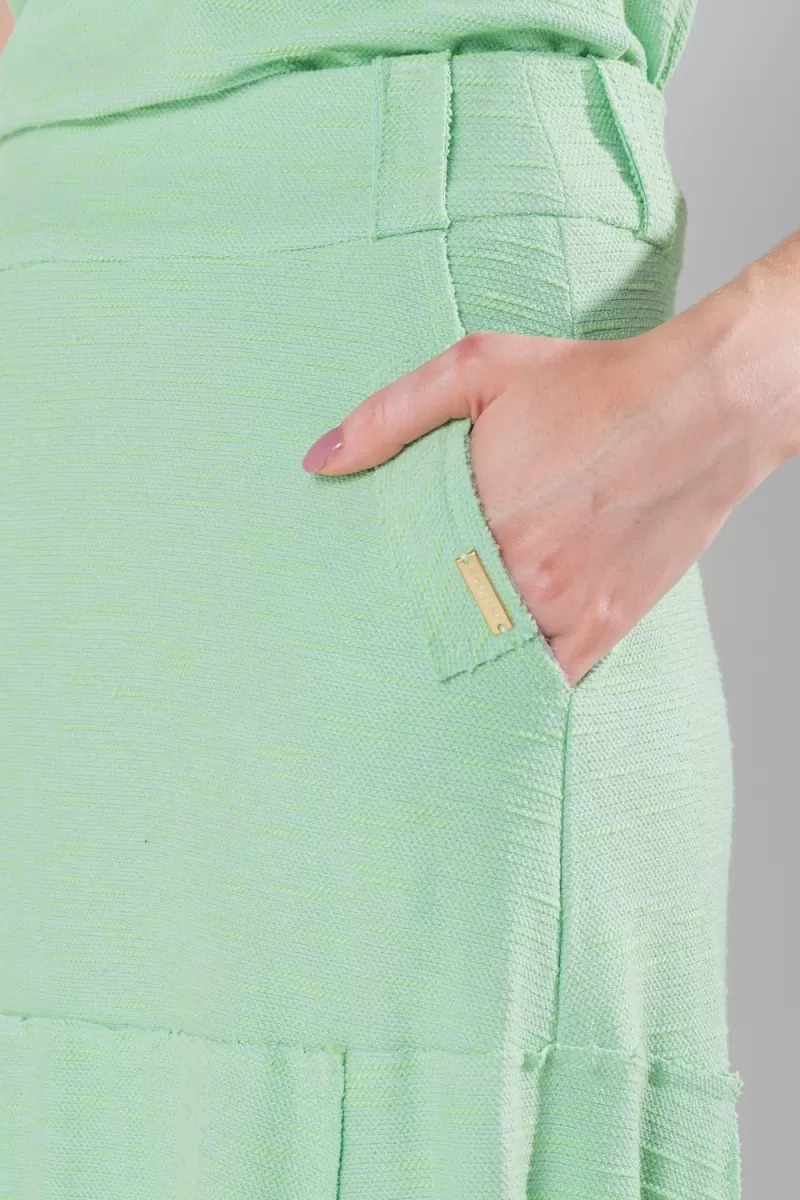 Hidrogênio - EVASE MIDI THREAD SKIRT GREEN - 19805462