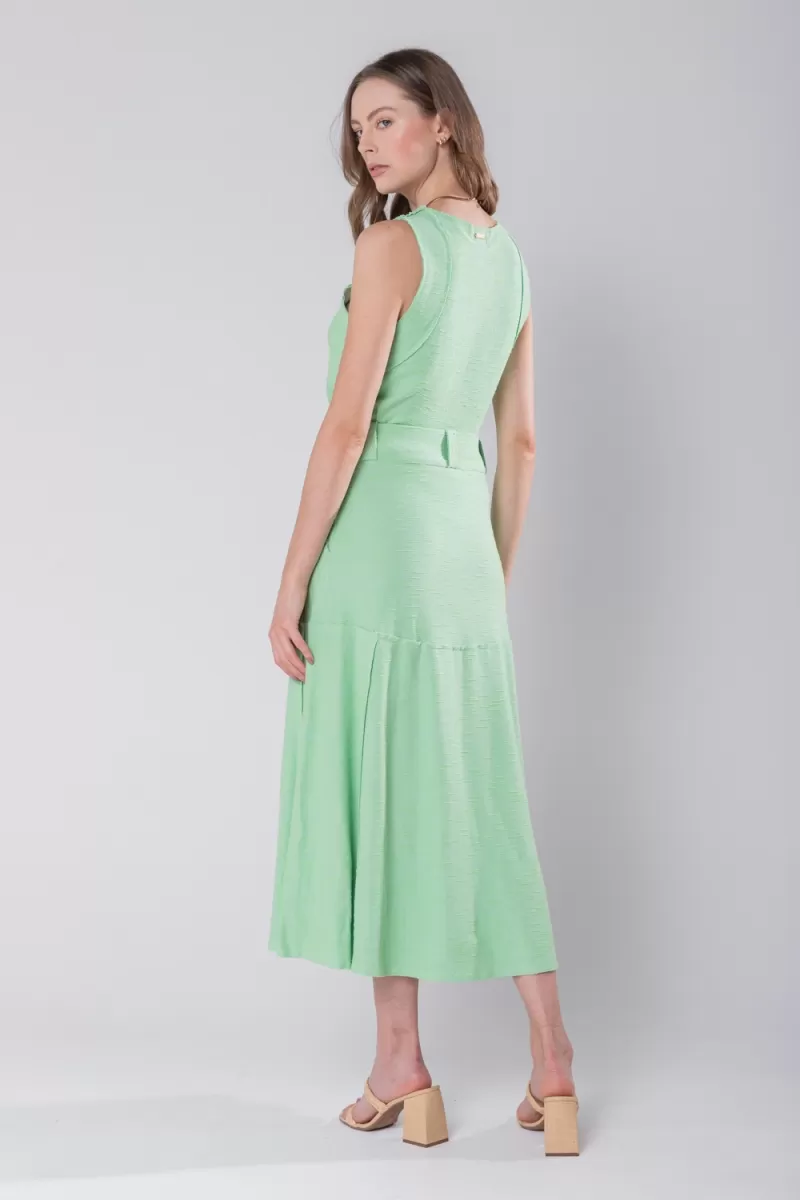 Hidrogênio - EVASE MIDI THREAD SKIRT GREEN - 19805462