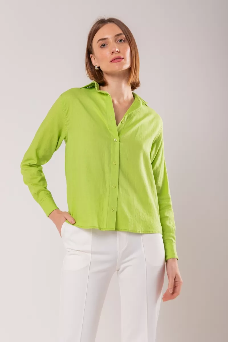 Hidrogênio - VALENCIA GREEN LIGHT LINEN SHIRT - 19744506