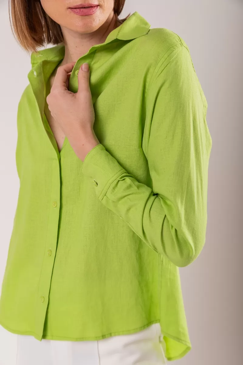 Hidrogênio - VALENCIA GREEN LIGHT LINEN SHIRT - 19744506