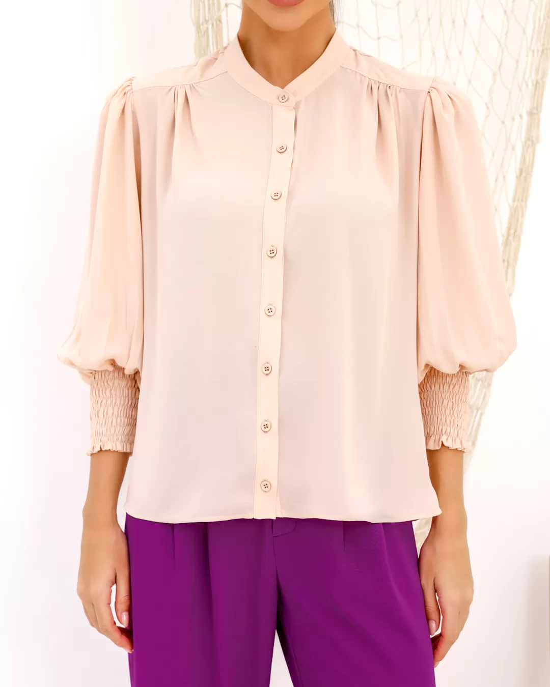 Dot Clothing - Dot Clothing Lastex Beige Cuff Shirt - 0972NBEGE